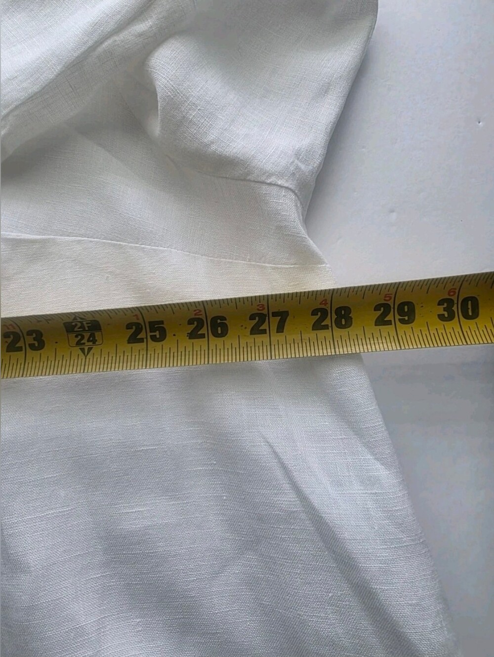 FLAX 100% Linen Button Front Blouse In White Round Neck 19" Sleeve Tunic Sz 1G - Picture 5 of 12